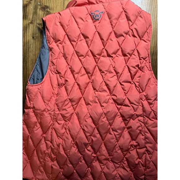 Moosejaw Mountaineering Womens Large Coral Pink Orange Diamond Quilt Puffer Vest - Picture 7 of 8